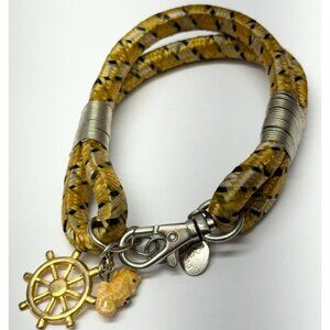 Vintage nautical bungee cord charm bracelet yellow